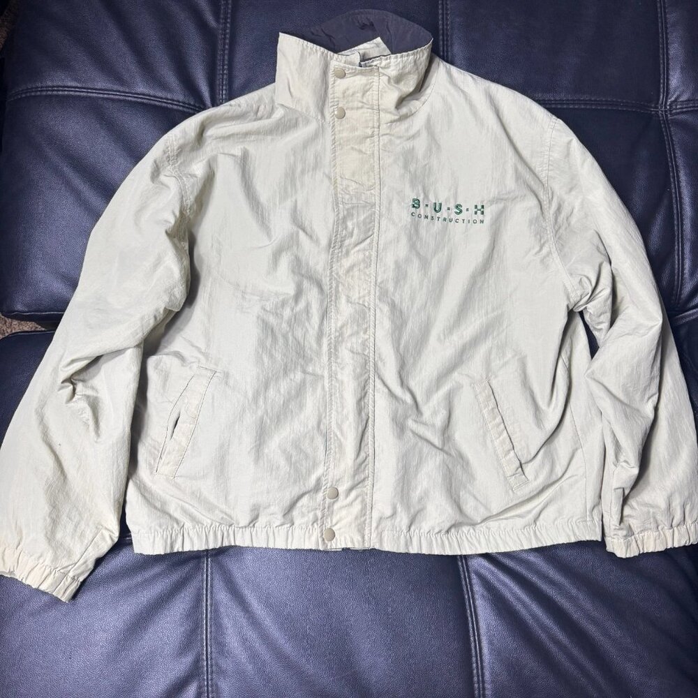 Vintage Hartwell ViaSport Men's Windbreaker‎ Jacket Beige Bush Construction Logo